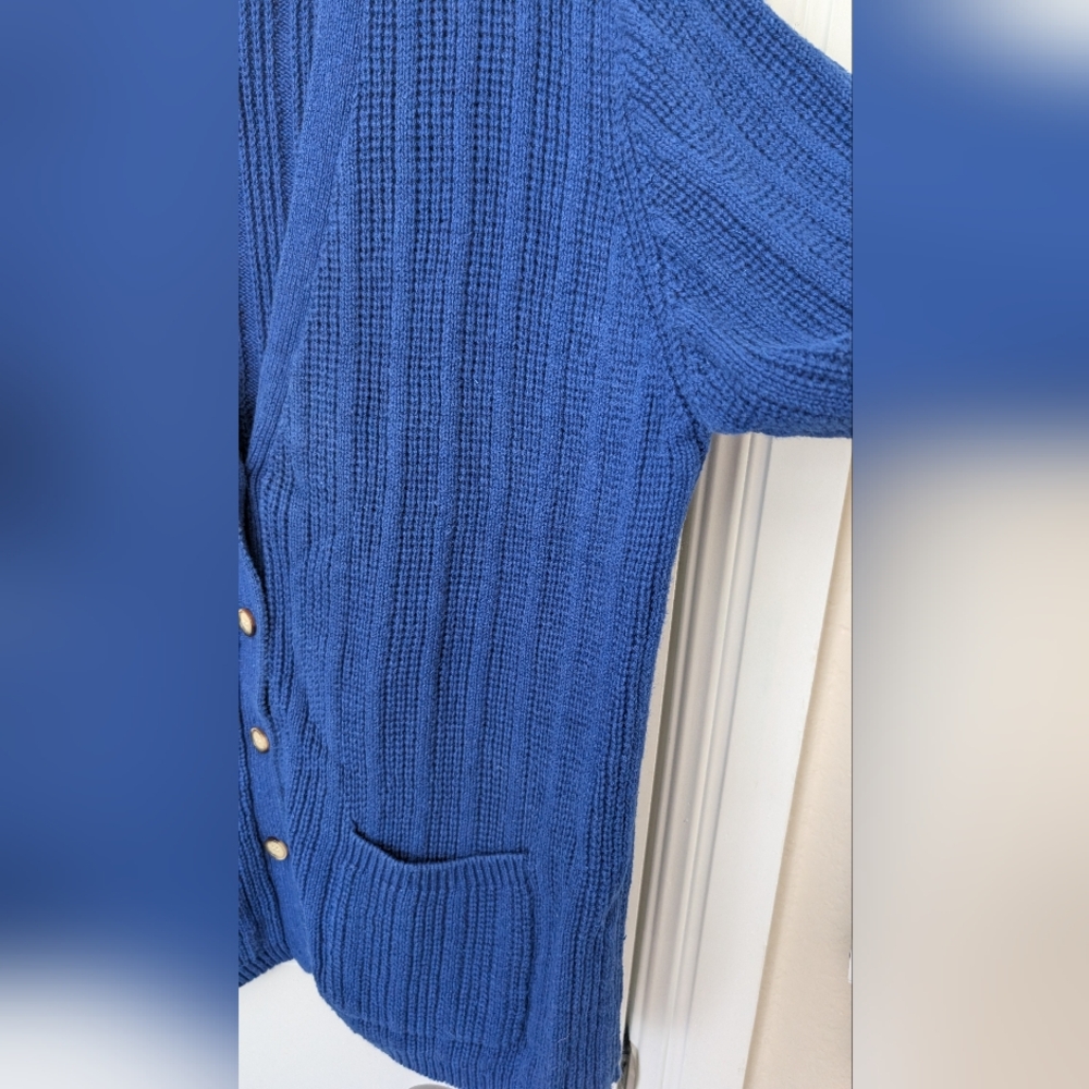 VTG Cobalt Blue Cotton Ramie Oversized Cardigan - Picture 8 of 11